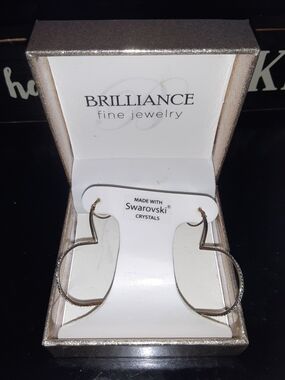 Swarovski Silver-Tone Open Heart Hoop Earrings